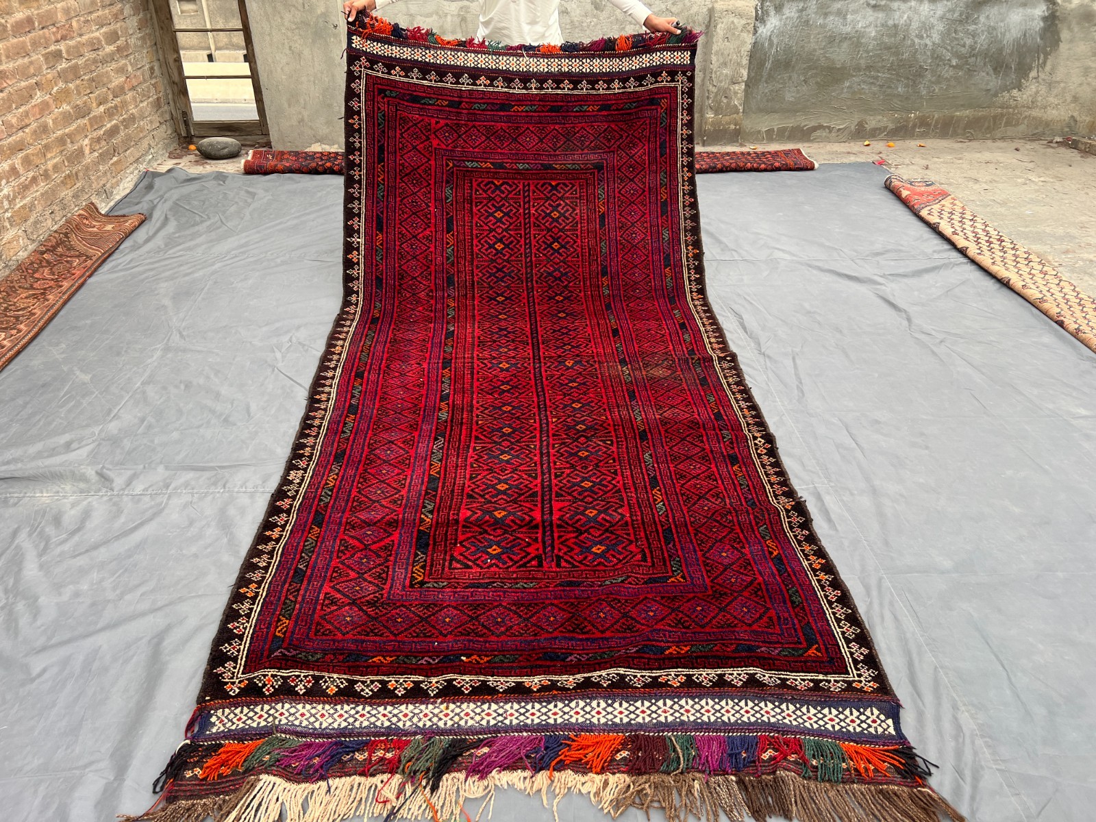 4'9x11 ft Vintage Afghan Wide Runner Rug Tribal Wool Soft Pile Rare Nomadic Rug gallery