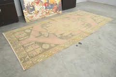 4×9 runner rug handmade vintage turkish rug anatolian oriental wool carpet 1023