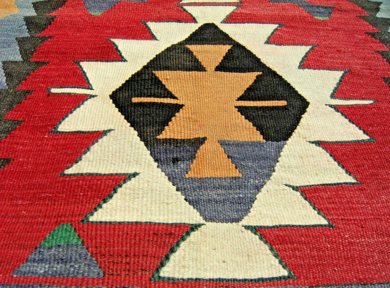 Turkish Rug 36'' x 47'' Vintage Oushak Kilim Organic Wool Bohemian Kilim Rug gallery