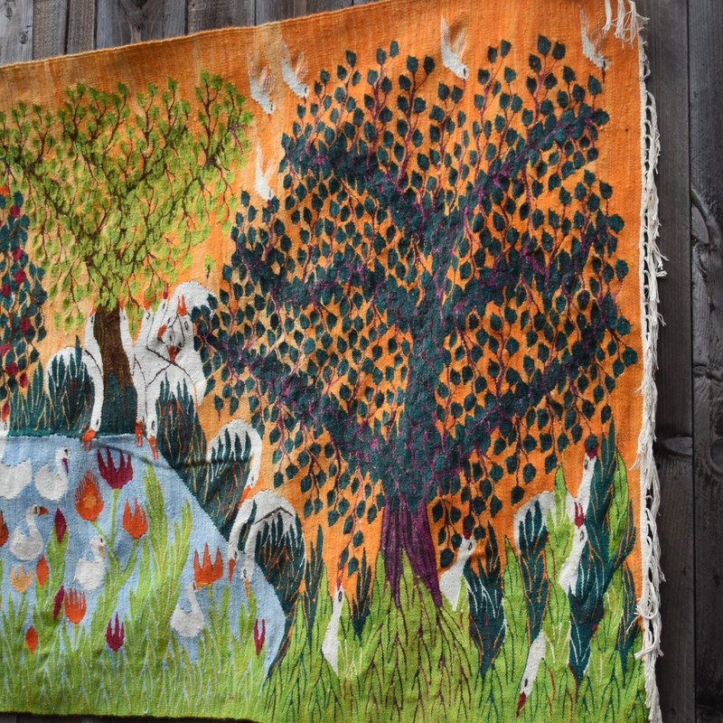 Vintage Egyptian Wissa Wassef Hand Made Tree of Life & Birds Tapestry Kilim Rug gallery