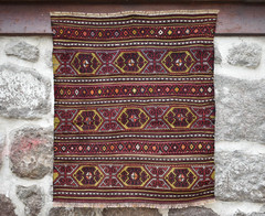Turkish Rug 36” x 41” Vintage Soumak Rug Home Decor Rug Rare Size Wool Rug