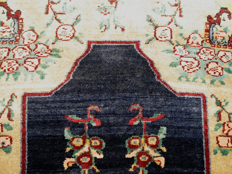 Turkish Blue Carpet, Bedroom Wool Rug, Handmade Sivas Carpet Teppich 35"x74" gallery