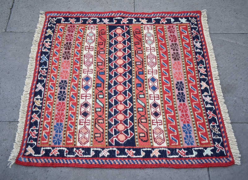 Soumak Rug 20'' x 21'' Fine Quality Soumak Woven Rug Small Wool Chair Rug gallery