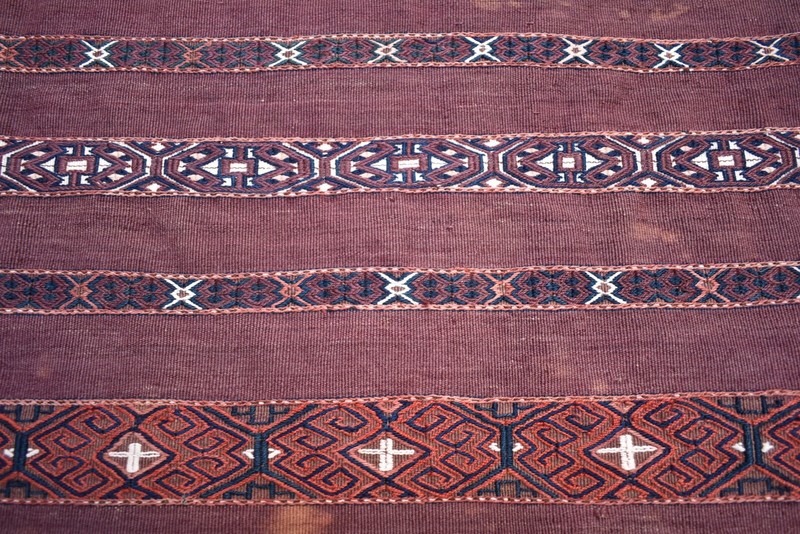 Terrific Antique Tribal Yomud Sumak Kilim Bag Face Rug Collector Item Yomud Rug gallery