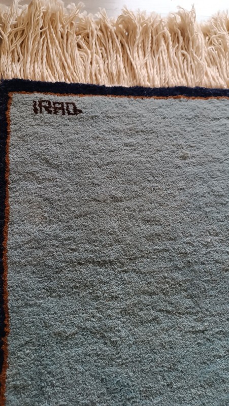 Iraq, Queen Hatra Pictorial Rug, Carpet, Wool, Embossed, Fringe, Great Condition gallery