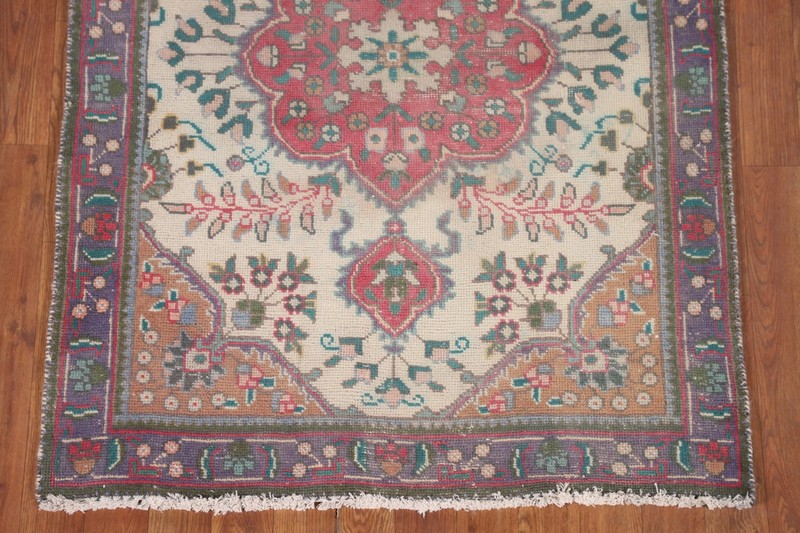 Vintage Ivory/ Purple Rug 3x5 Traditional Floral Hand-knotted Wool Carpet gallery