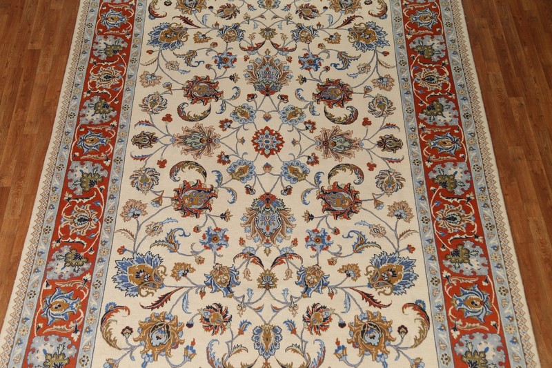 Vegetable Dye Classic Area Rug 8x12 Hand-knotted Wool Ivory Floral Motifs Carpet gallery