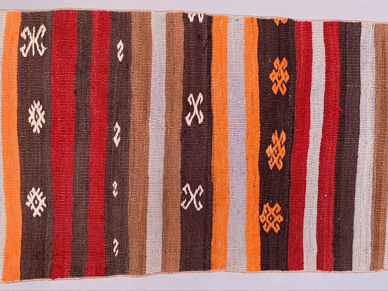 Old Turkish narrow Kilim Runner 410x63 cm shabby chic, vintage kelim gallery