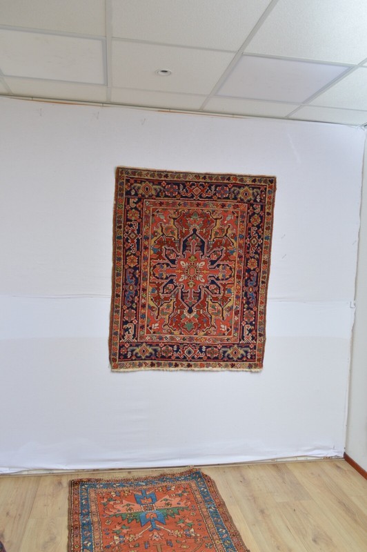 WONDERFUL ANTIQUE RARE SMALL SERAPI HERIZ RUG gallery