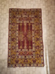 Antique century old Turkish Kirsehir wool on wool rug 5’7″x3’4″