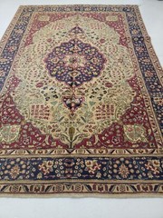 Antique Oriental Hand-Knotted Wool Area Rug Beige/Red/Blue/Green 6’11” x 10’2″