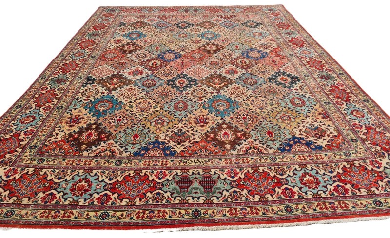 Amazing Hand Knotted Vintage Baghtiyaar Pictorial Wool Area Rug 12.10 x 9.5 Ft gallery