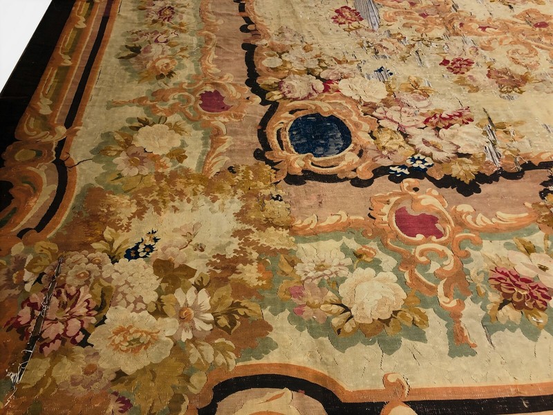 17x21 Antique French Aubusson Handmade Oversized Area Rug Shabby Chic c.1830 gallery