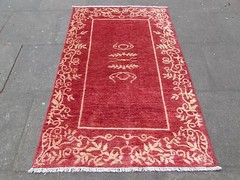 Traditional Hand Made Afghan Contemporary Gabbeh Wool Red Gold Rug 183x119cm