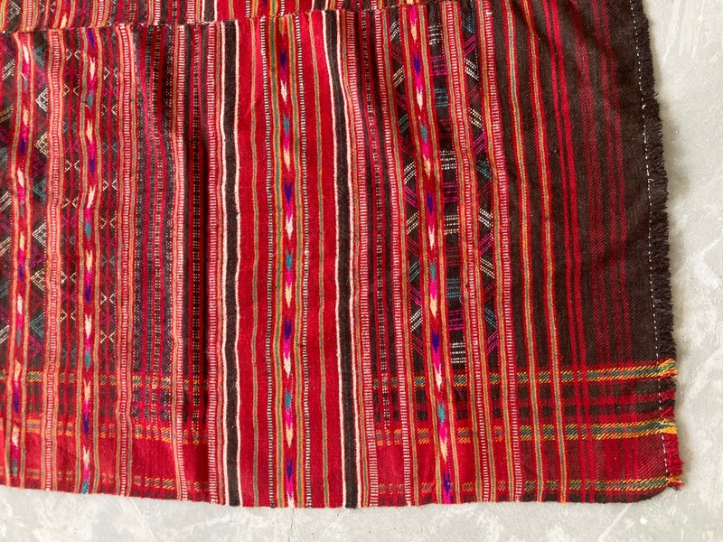 Vintage Traditional Handmade Turkmen Nomadic Wool Kilim Floor Rug 256x135cm gallery