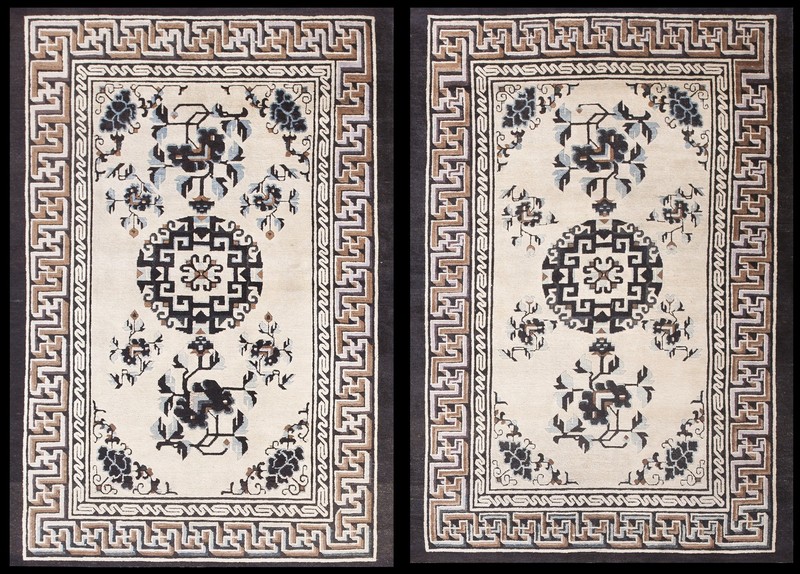 4'x6' Antique Chinese - Mongolian Small Scatter Size Wool Ivory Rug gallery