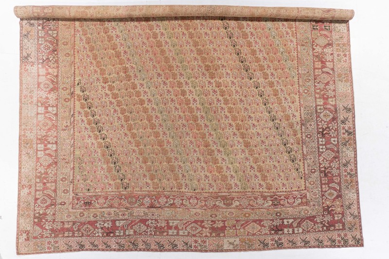 Antique Soft Peach Turkish Ghiordes Hand Knotted Rug 13'8 X 17'7 E21598 gallery