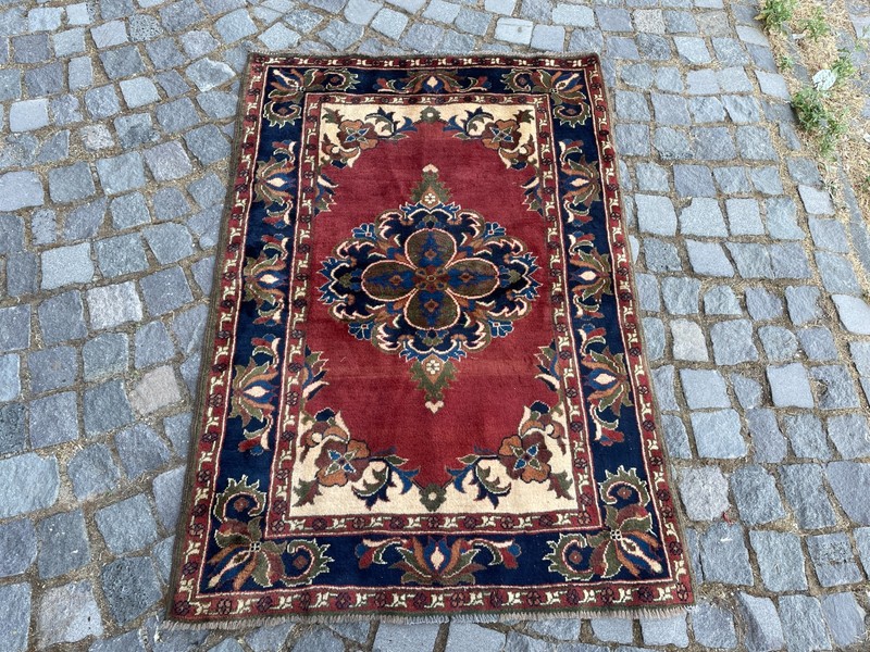 Bohemian Area Rug Handmade Wool Rug Turkish Vintage Traditional Rug 3,2 x 4,6 ft gallery