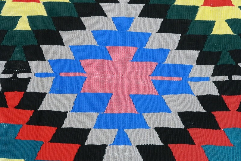 Turkish Rug Handmade Floor Rug Large Multicolor Carpet Boho Flatweave 69"x121" gallery