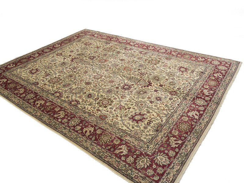 Hand-Knotted Semi-Antique Floral Oriental Rug Cream Home Decor Carpet 9X11'6 ft gallery