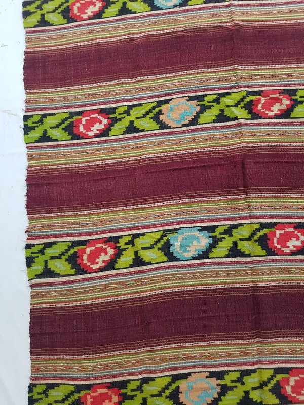 Vintage Handmade Traditional Romanian Floral Kilim Floor Rug Carpet 188x145 cm gallery