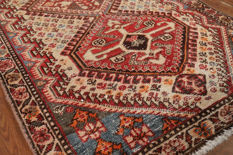 Vintage Tribal Traditional Handmade Geometric Runner Ivory/ Red Wool Carpet 3x10 gallery