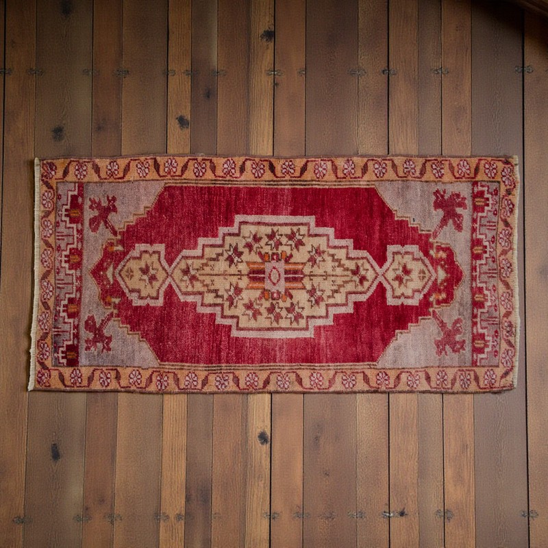 Door mat, Vintage Turkish Rug, Handmade Rug, Kitchen Rug, Small Rug 2x3 ft aprox gallery