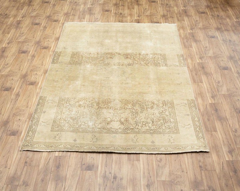 Semi-Antique Distressed Muted Oriental Wool Rug Living Room Carpet 6'7x9'7 Ft gallery
