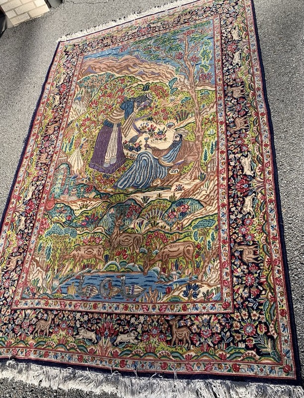 Lavar Pictorial Rug Size 5.1x8.2 Ft Circa 1960’S gallery