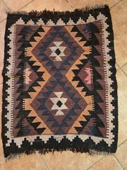 Vintage turkish Handwoven Wool Rug 32 x 24