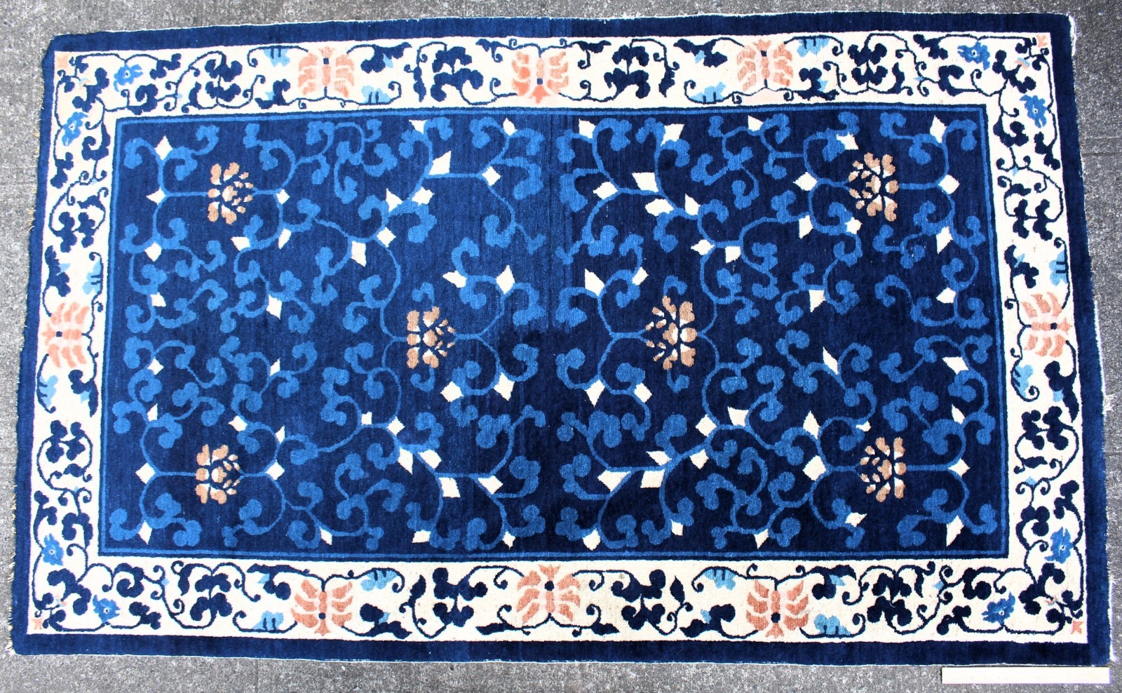 Fine Large Qing Dynasty 48.5" x 81" Handwoven Woolen Peking Carpet c. 1900 gallery