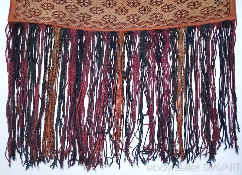 Antique Yomud torba flatweave soumak Turkmen Uzbek tent bag face Tekke silk wool gallery