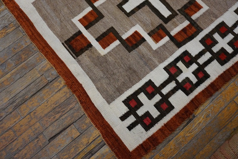4'x5' Antique Navajo Small Scatter Size Wool Gray, Red, White Rug gallery
