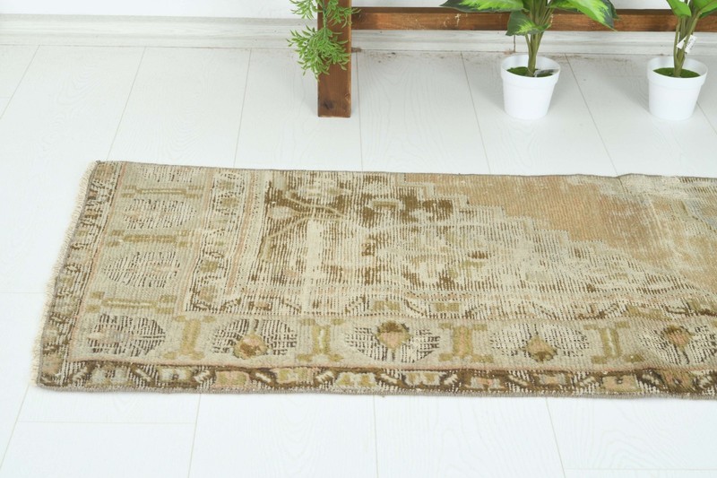 Turkish Runner Rug 2x5 Hand-Knotted Area Vintage Oushak Oriental Rug Carpet,430 gallery