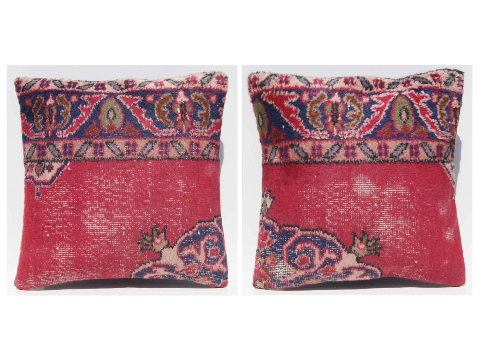Set of 2 Anatolian Handmade Carpet Pillow Covers - Turkish Boho Decor, 20"x20" gallery