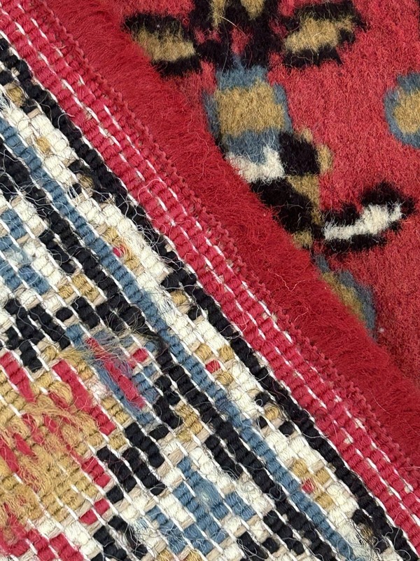 Vintage American Wool Runner Rug, Kirman Style Floral 134" x 27" gallery