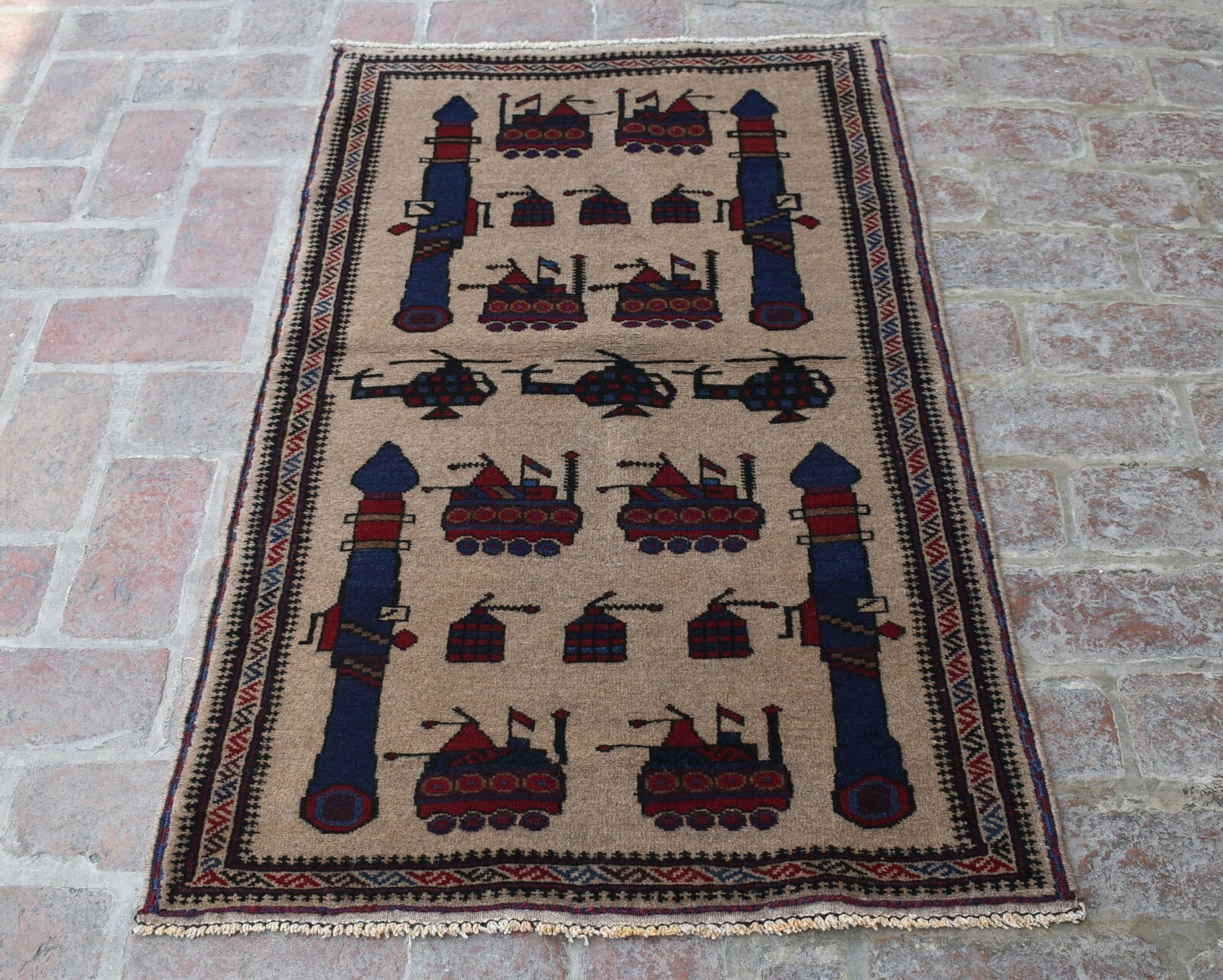 2'8 x 4'7 ft Handmade vintage afghan tribal shindand war area rug, 3x5 wool rug gallery