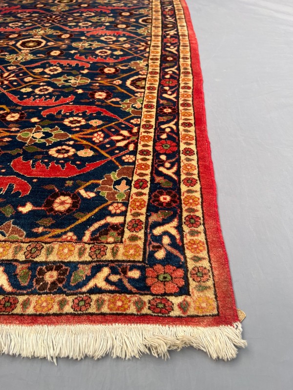 3'5x5'4 ft Vintage Caucasian Hand Knotted Wool Navy All Over Floral Lattice Rug gallery