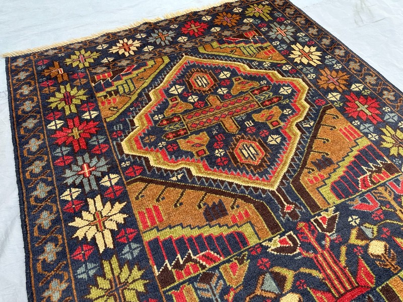 3'7x7 ft Vintage Hand Knotted Wool Rug Tribal Geometric Oriental Kitchen Rug gallery