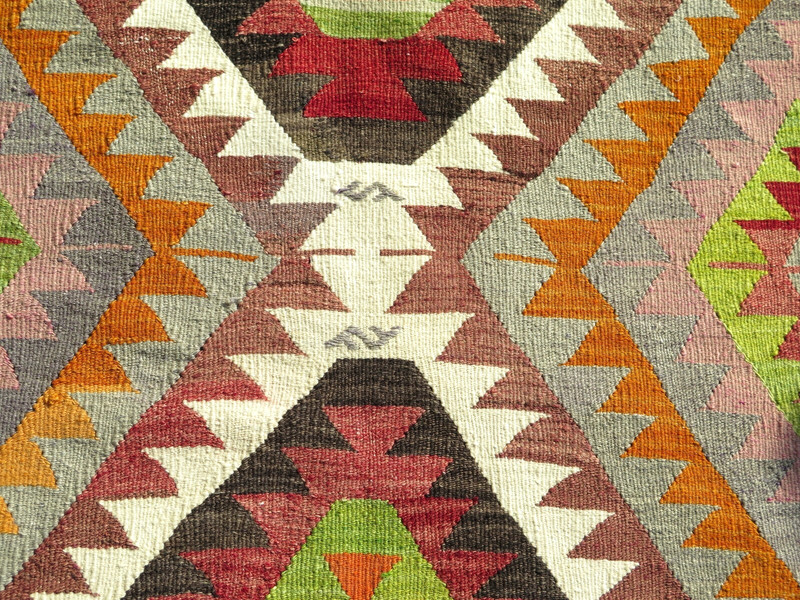 Turkish Kilim Wool Rug, Area Rugs, Handmade Floor Carpet, Large Teppich 68"x111" gallery