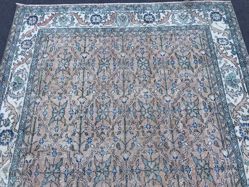 6.4x9.6 Large Vintage Orange Turkish Wool Rug , Orange Livingroom Rug, 7x10 Rug gallery