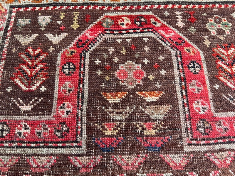 Afghan Prayer Rug 3 x 4'8 – Distressed Hand Knotted Tribal Wool Vintage Rug gallery