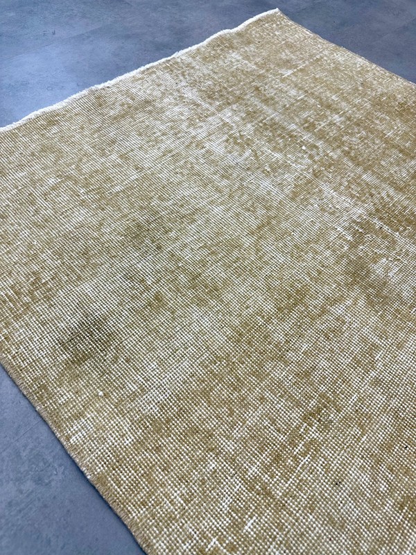 4x6 Vintage Turkish Rug, Solid Beige, Handmade Wool Area Rug, Geometric Carpet gallery
