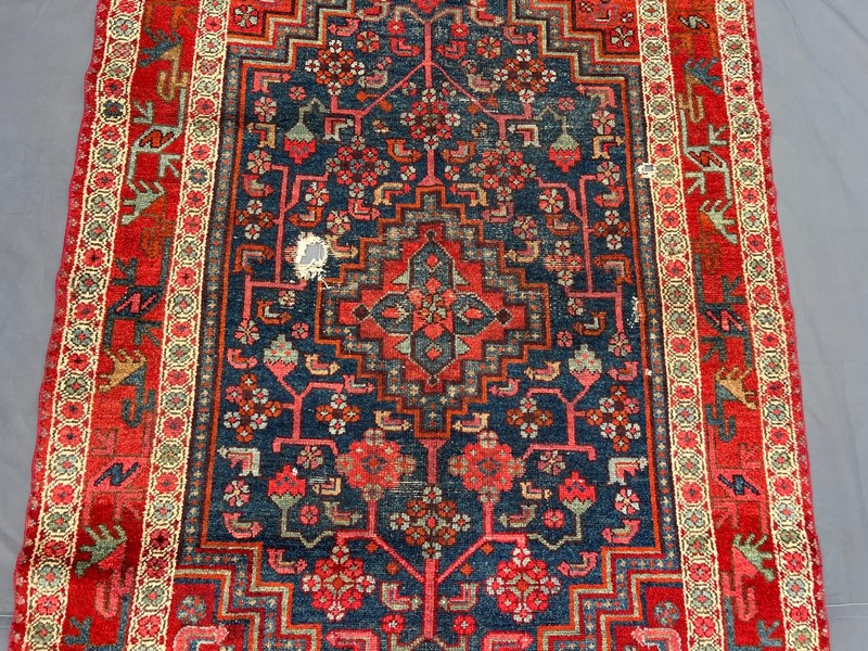 4'3" x 7'2" Antique Turkish Hand-Knotted Caucasian Geometric Rug, Rare Rug gallery