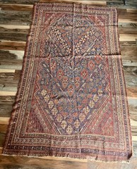 Vintage Handmade India Heriz Wool Rug – 5×8 ft, Mid-20th Century
