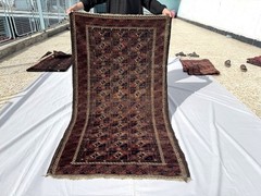 3×6 Antique Afghan Hand Knotted Wool Rug Traditional Turkmen Faded Muted Carpet