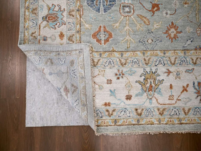 12'1"x18' Eton Green, Organic Wool, Hand Knotted, Coarse&Suple Pile Oushak Rug gallery