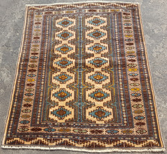 Vintage Hand Made Traditional Rug Epic Oriental Wool Multicolor Carpet 120×96 cm