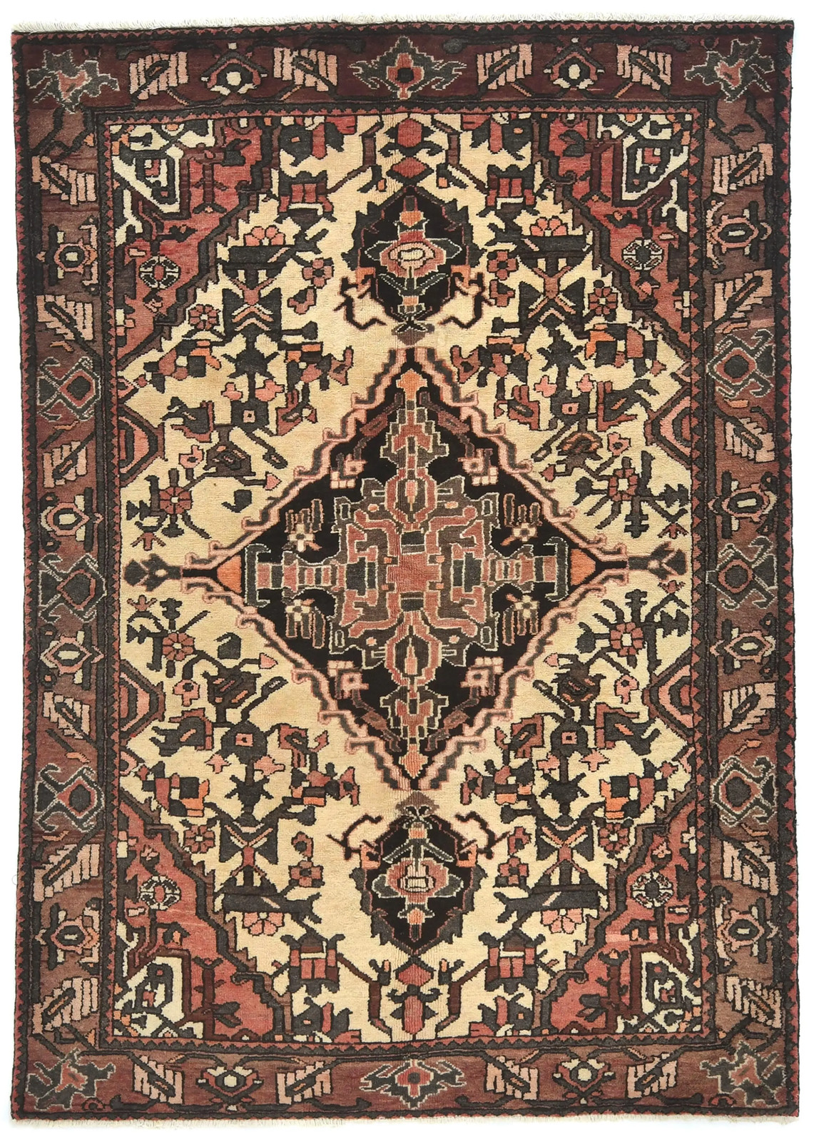 5'2X7'6 ft Cream Vintage Oriental Rug Tribal Floral Farmhouse Entryway Carpet gallery