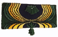 Handmade wool Rug carpet Wall Hanging Tapestry green Vintage Mid Century 60s 70s